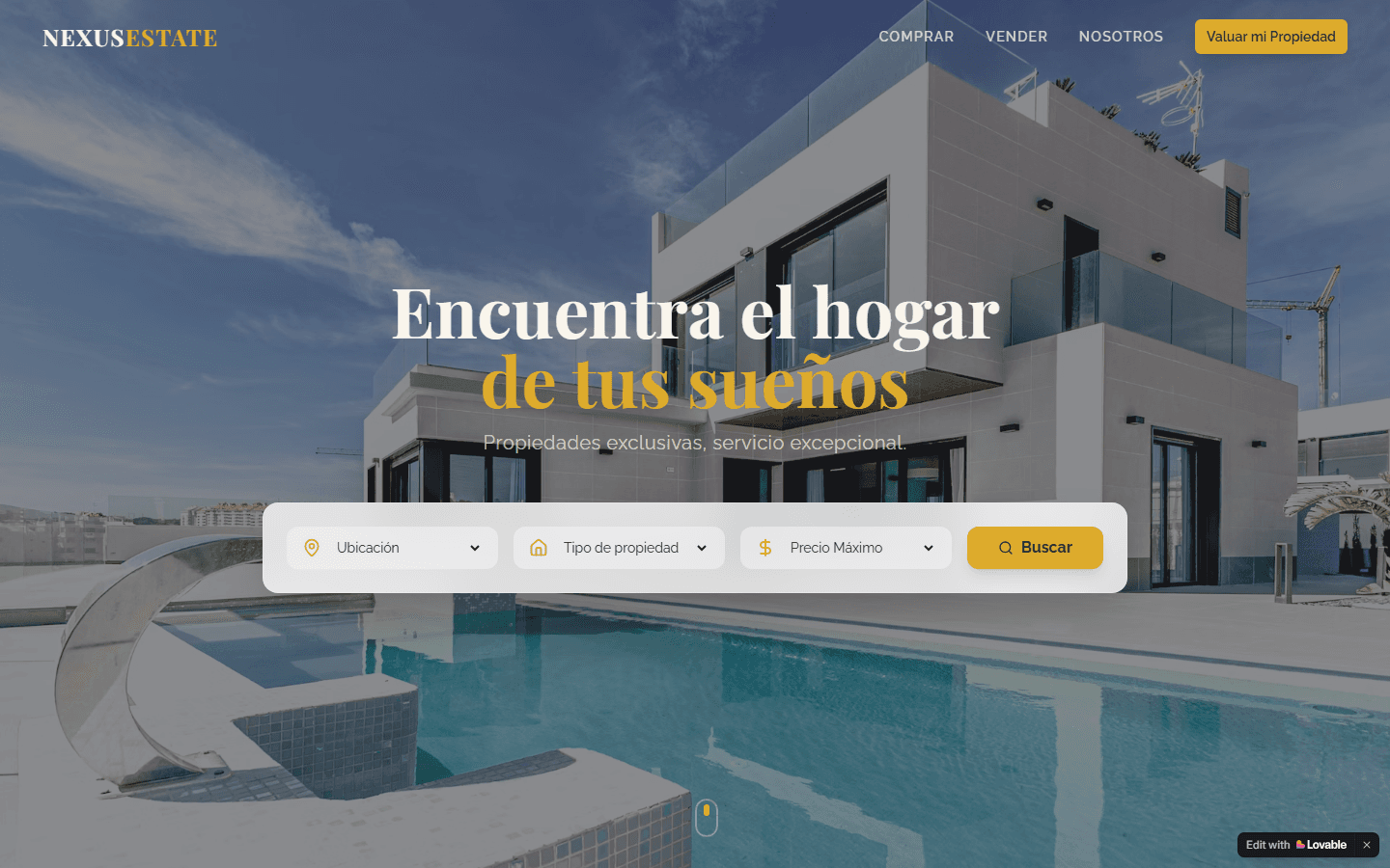Vista de la aplicación demo para Inmobiliaria